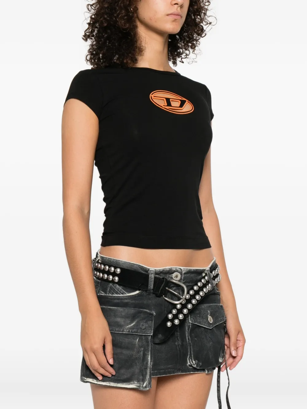 Diesel T-Angie T-shirt met logo Zwart