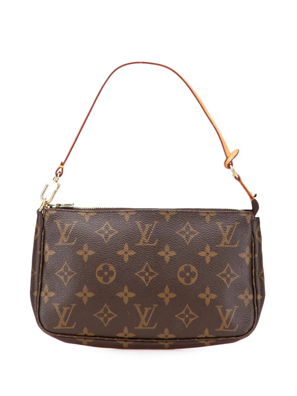 Pre-owned Louis Vuitton 2000 Monogram Pochette Accessoires Shoulder Bag In Brown