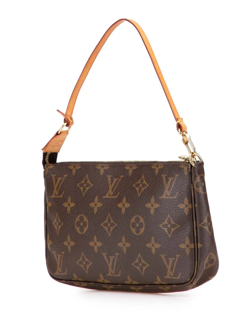 Pre-owned Louis Vuitton 2000 Monogram Pochette Accessoires Shoulder Bag In Brown