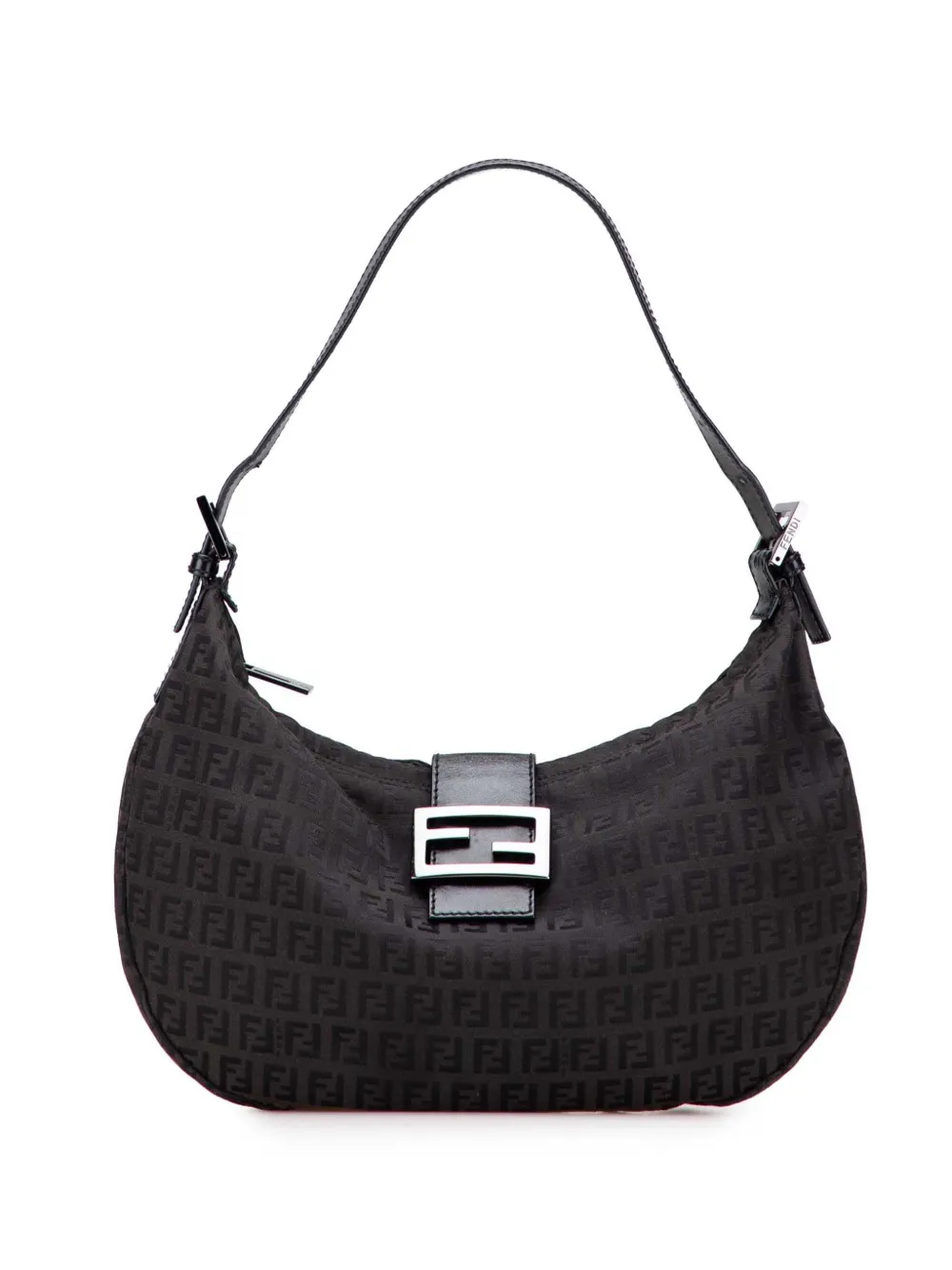 Pre-owned Fendi 2000-2010 Zucchino Canvas Shoulder Bag In Black