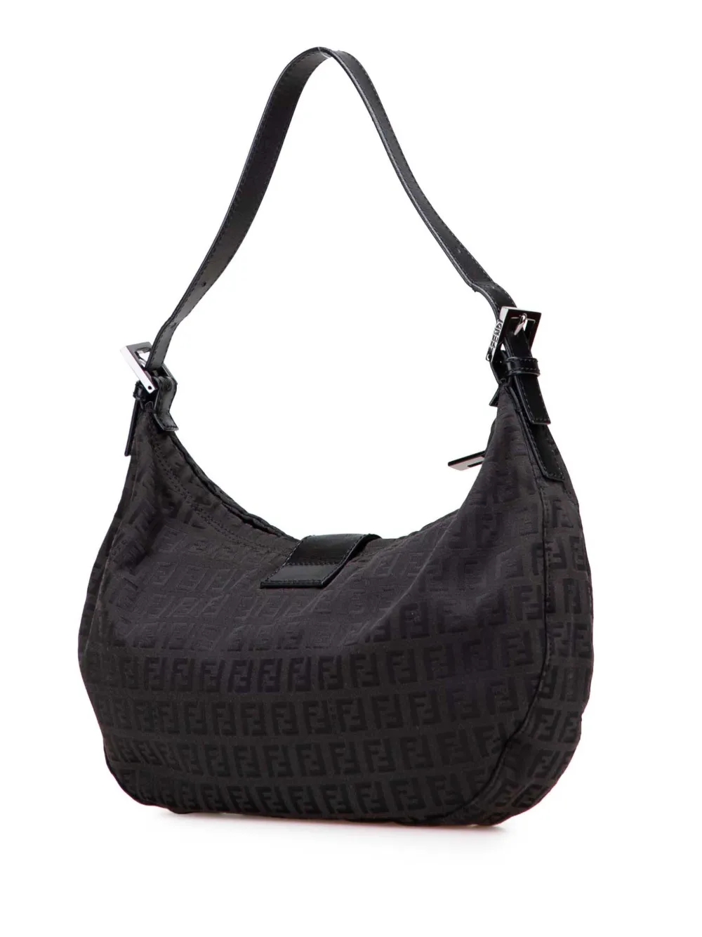 Pre-owned Fendi 2000-2010 Zucchino Canvas Shoulder Bag In Black
