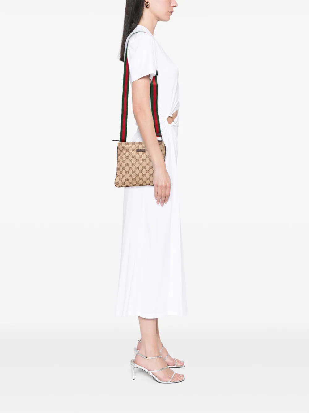 Pre-owned Gucci 2000-2015 Gg Canvas Web Crossbody Bag In Brown