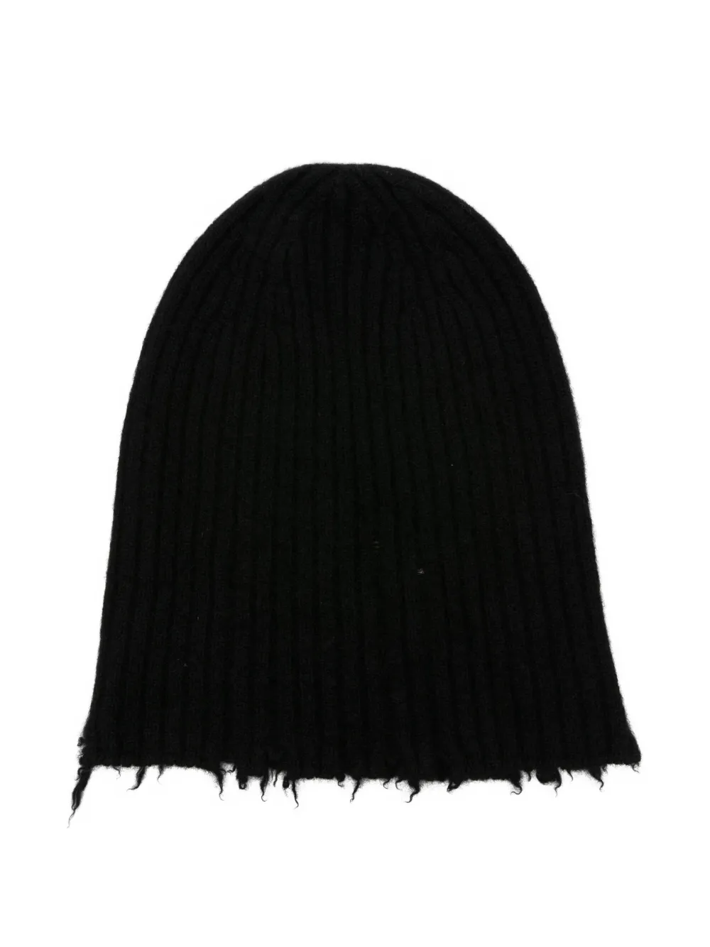 Uma Wang ribbed frayed beanie hat Zwart