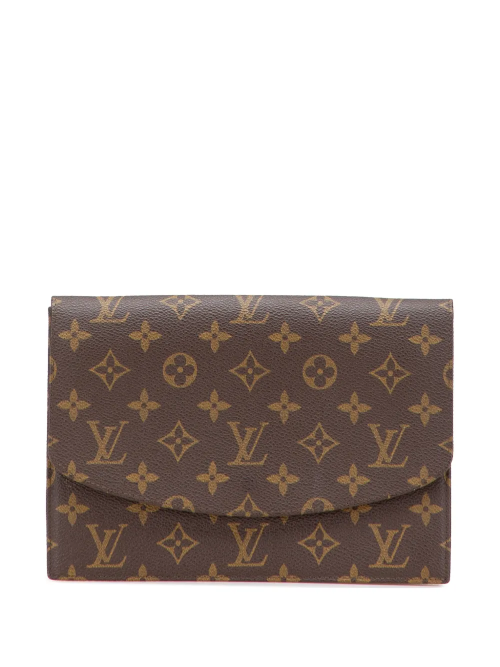 Pre-owned Louis Vuitton 1990 Monogram Pochette Rabat 23 Clutch Bag In Brown