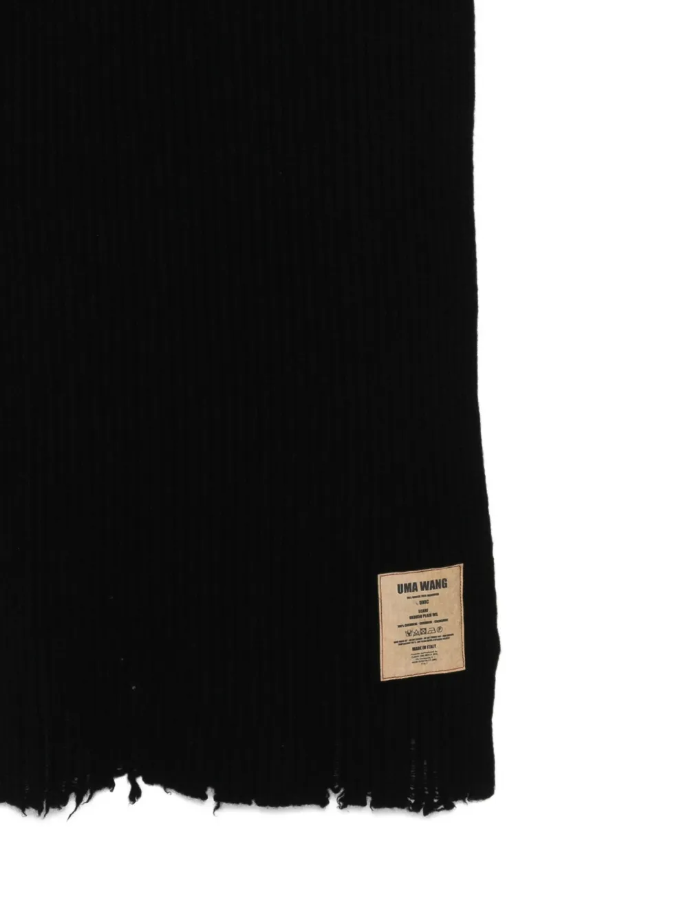 Uma Wang ribbed cashmere scarf Zwart