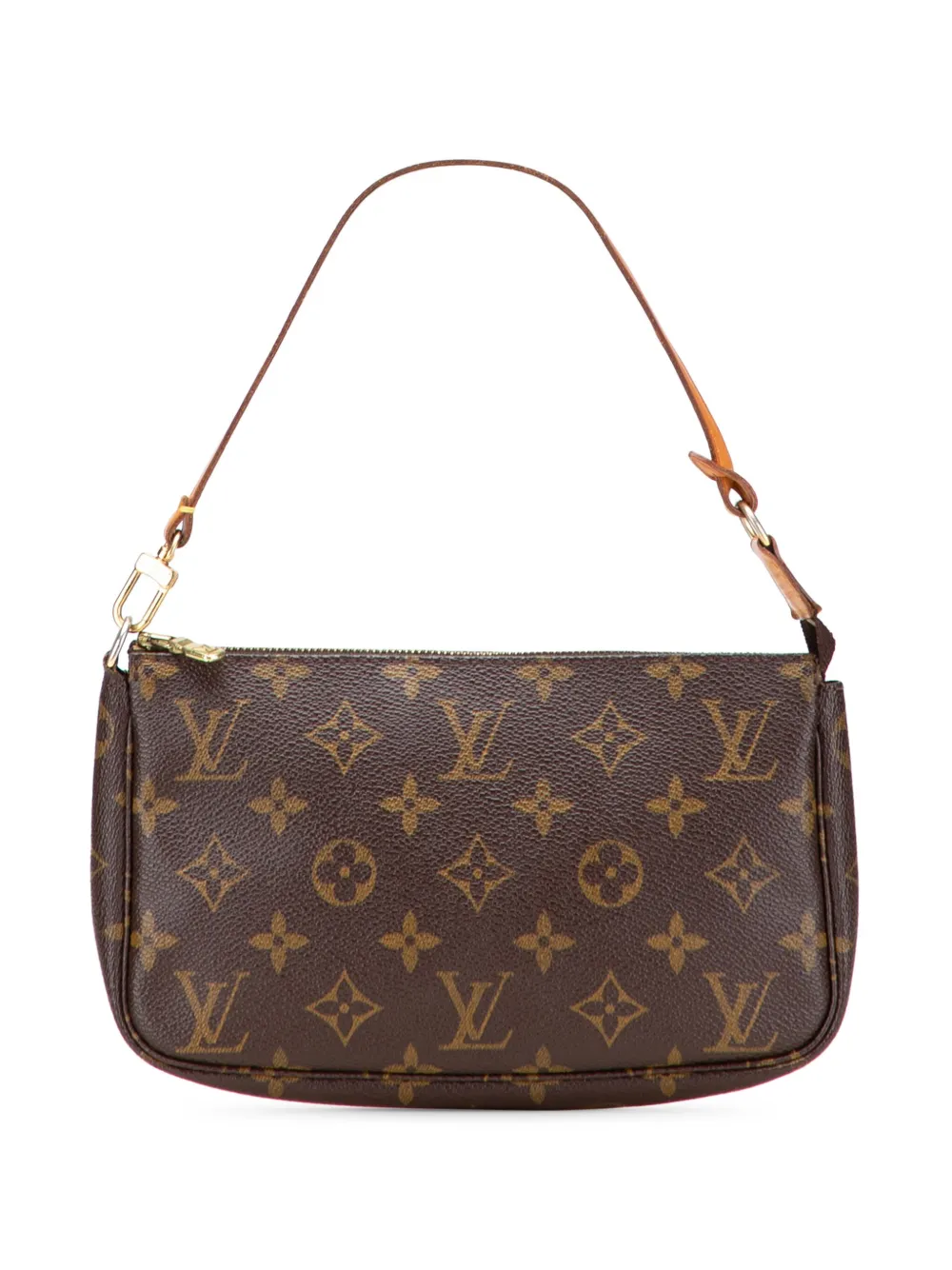 Pre-owned Louis Vuitton 2001 Monogram Pochette Accessoires Shoulder Bag In Brown