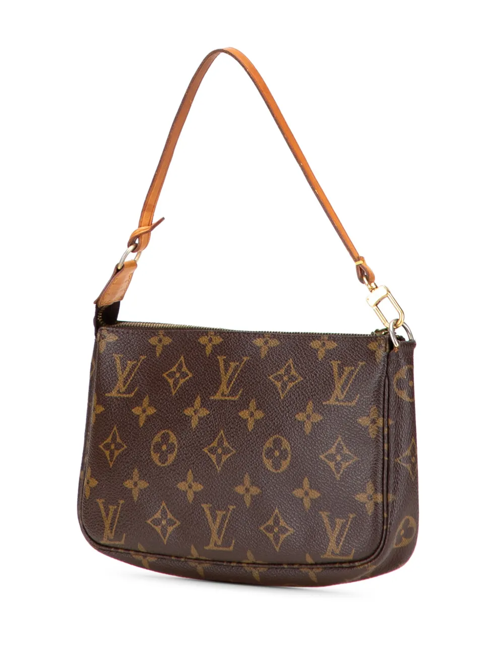 Pre-owned Louis Vuitton 2001 Monogram Pochette Accessoires Shoulder Bag In Brown