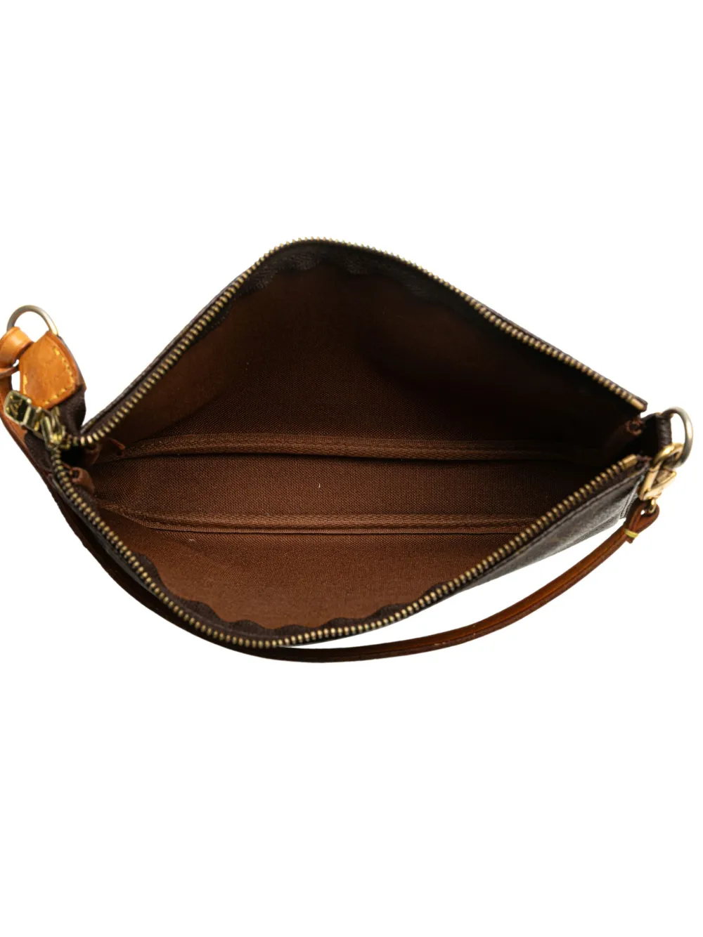 Pre-owned Louis Vuitton 2001 Monogram Pochette Accessoires Shoulder Bag In Brown