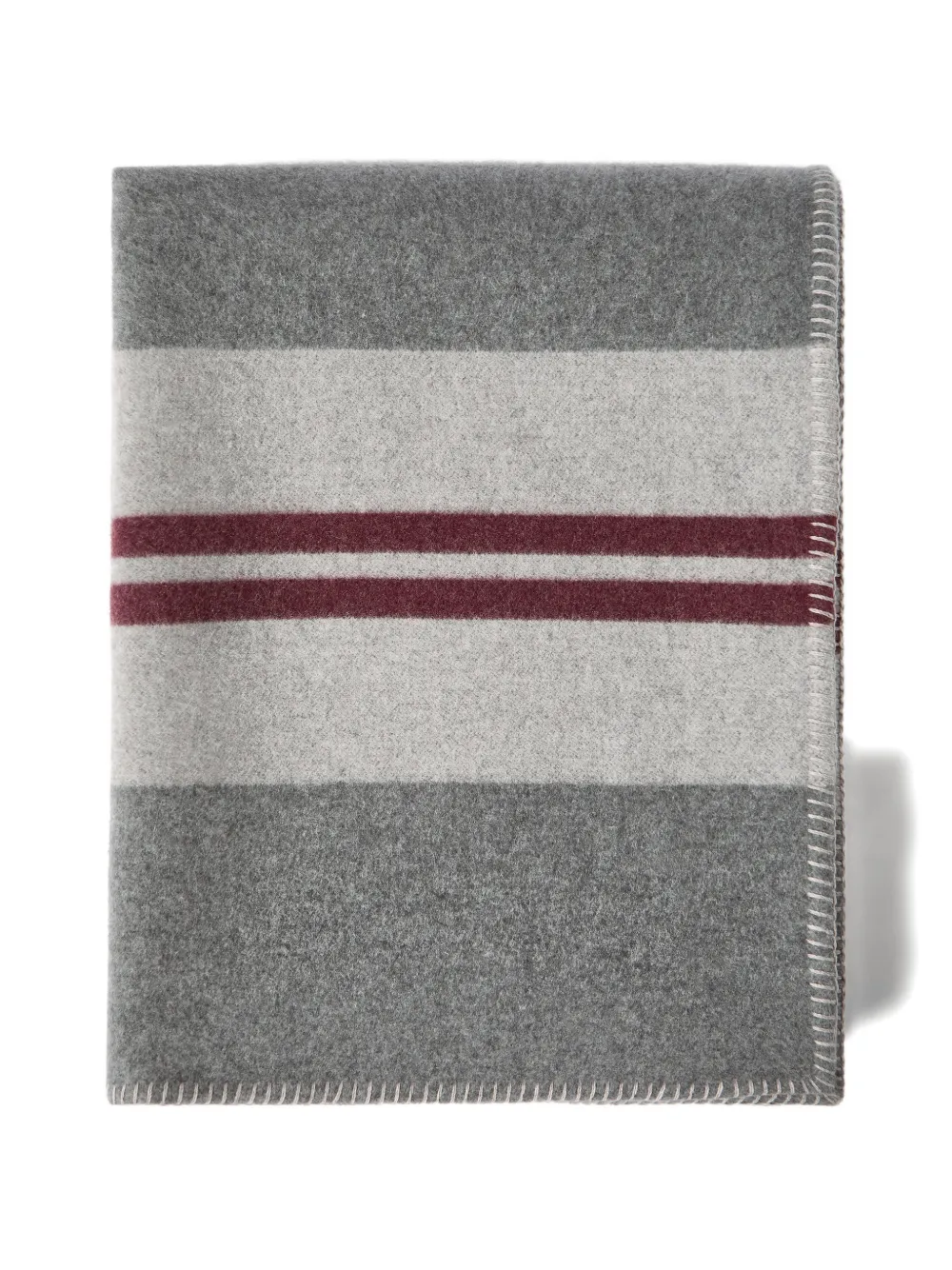 Brunello Cucinelli striped double-cloth throw blanket - Grigio
