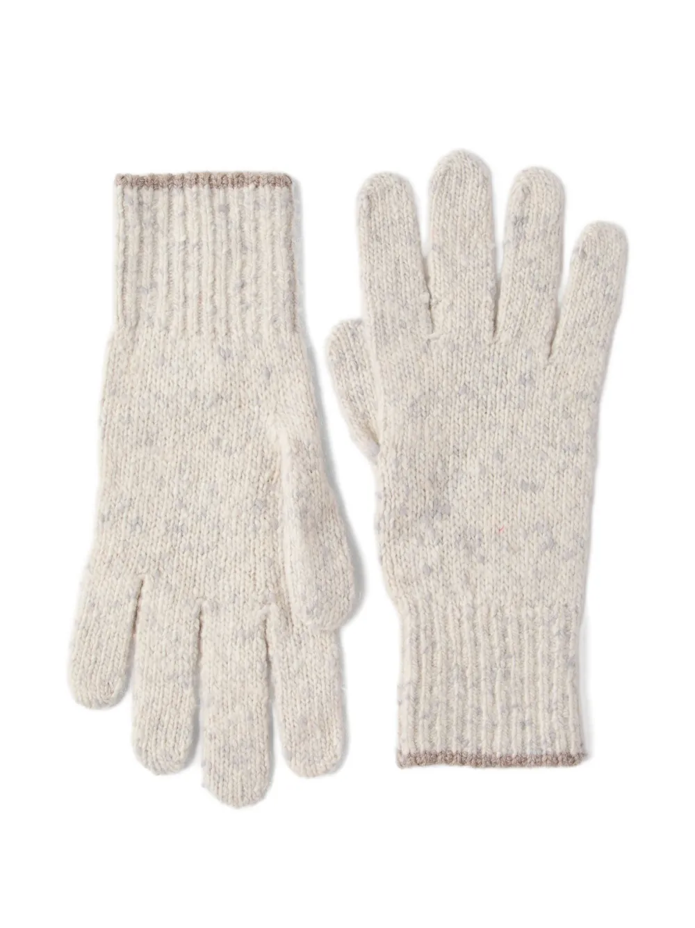 Brunello Cucinelli ribbed-cuff knit gloves Beige
