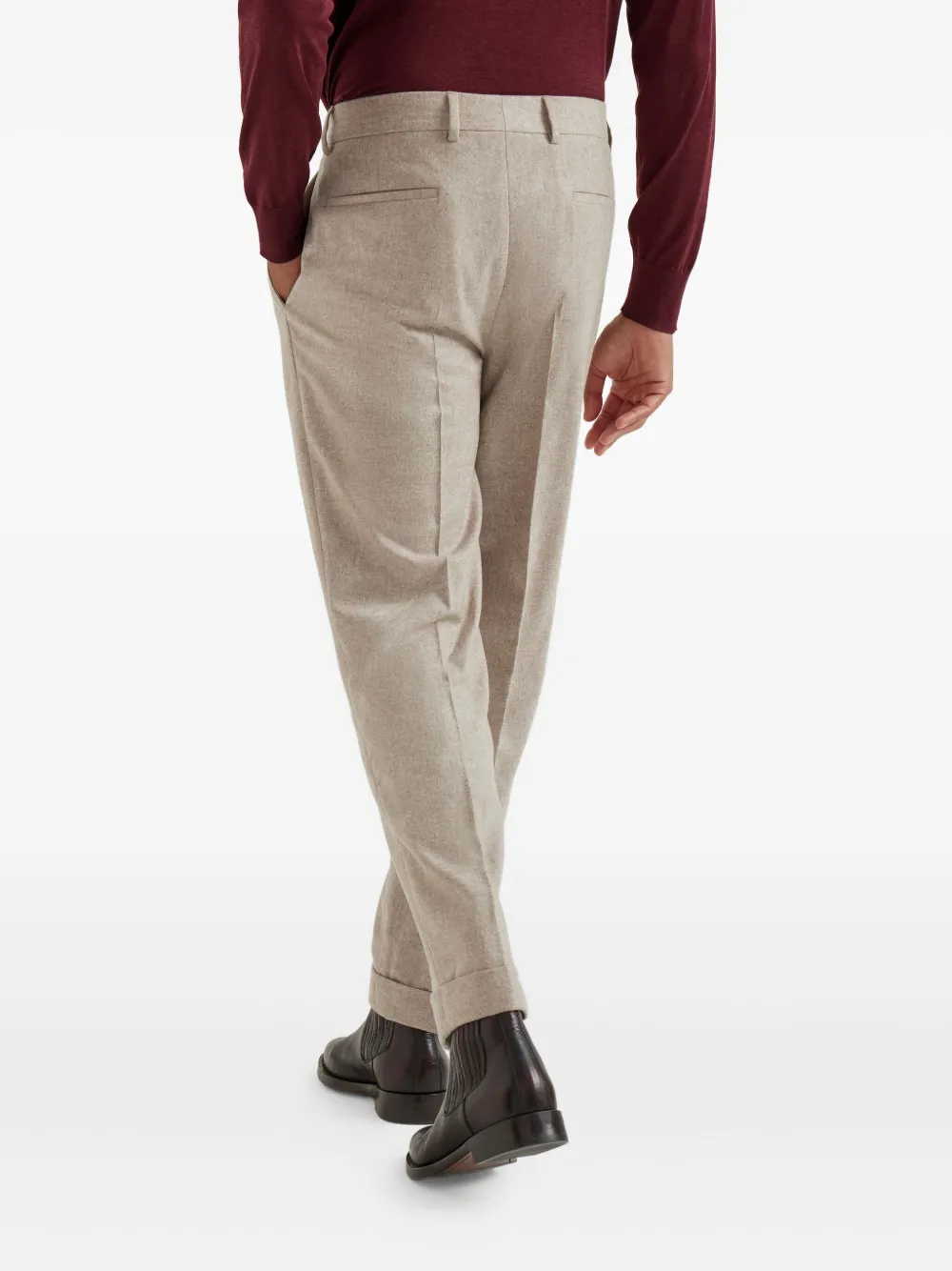Brunello Cucinelli Leisure Fit Trousers With Pleats In Brown