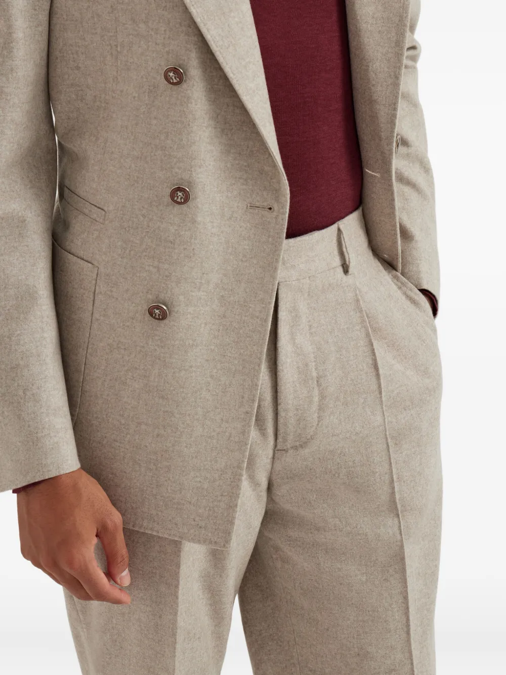 Brunello Cucinelli Leisure Fit Trousers With Pleats In Brown