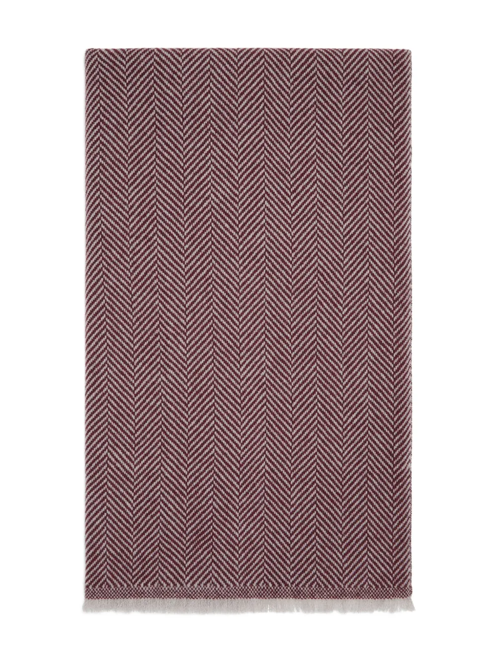 Brunello Cucinelli herringbone-pattern cashmere scarf Rood