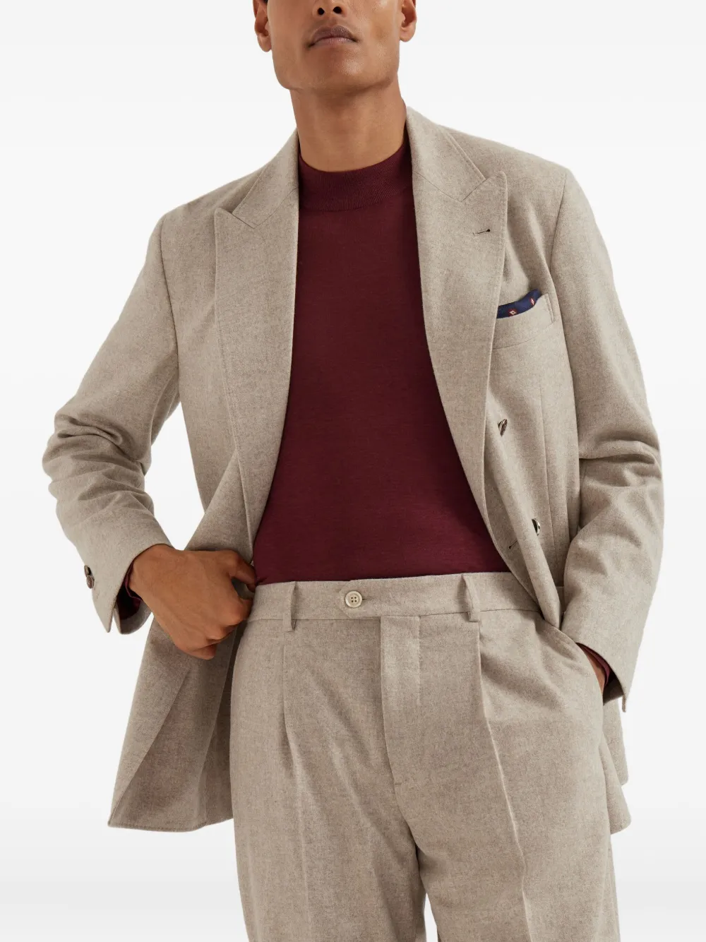 Brunello Cucinelli Double-breasted Patch-pocket Blazer In Brown