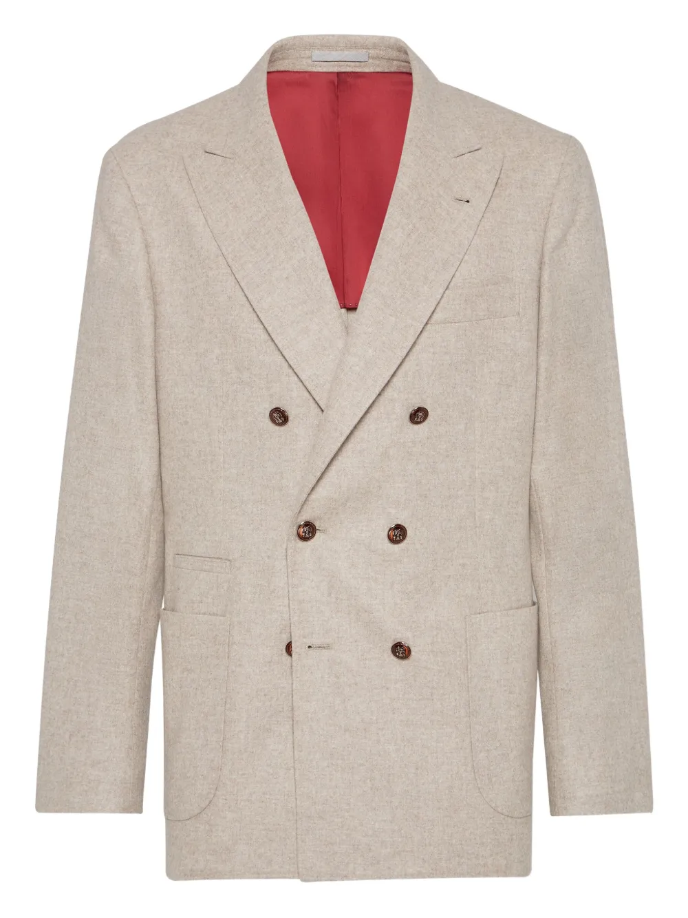 Brunello Cucinelli double-breasted patch-pocket blazer | Neutrals | Image 1