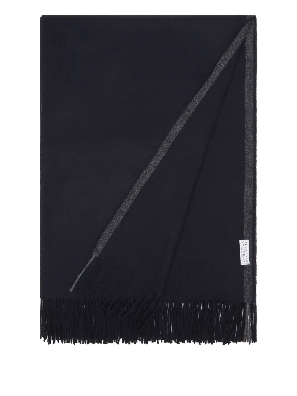 Brunello Cucinelli cashmere fringed-edges blankets (140cm x 140cm) | Blue | Image 1