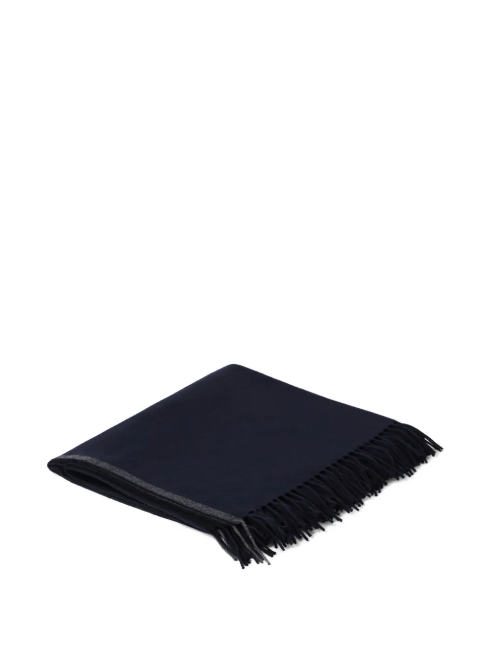 Brunello Cucinelli Cashmere Fringed-edges Blankets (140cm X 140cm) In Blue