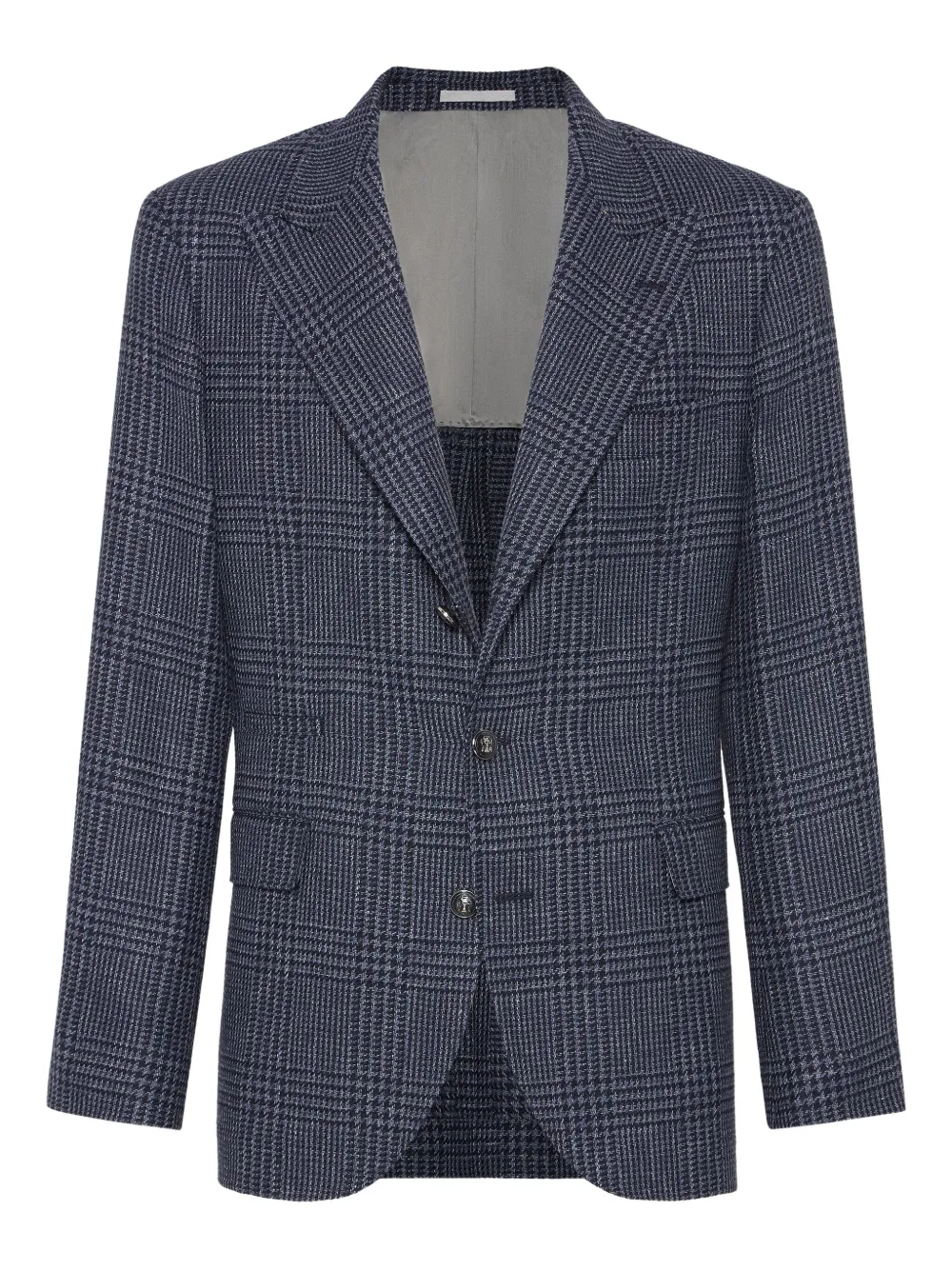 Brunello Cucinelli Prince of Wales check blazer Blauw