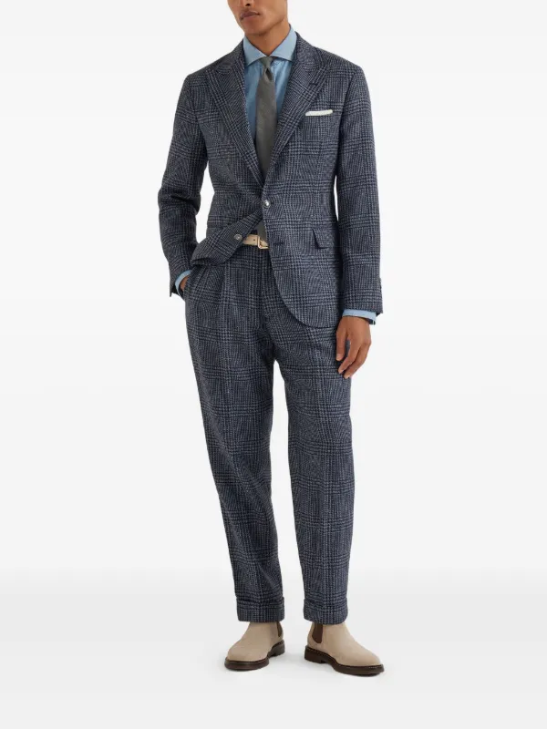 Brunello Cucinelli Prince Of Wales Check Blazer | Blue