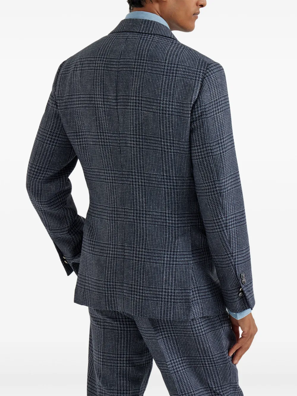 Brunello Cucinelli Prince of Wales geruite blazer Blauw