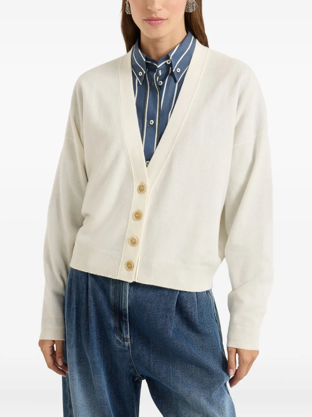 Brunello Cucinelli Button-front Cashmere Cardigan In White