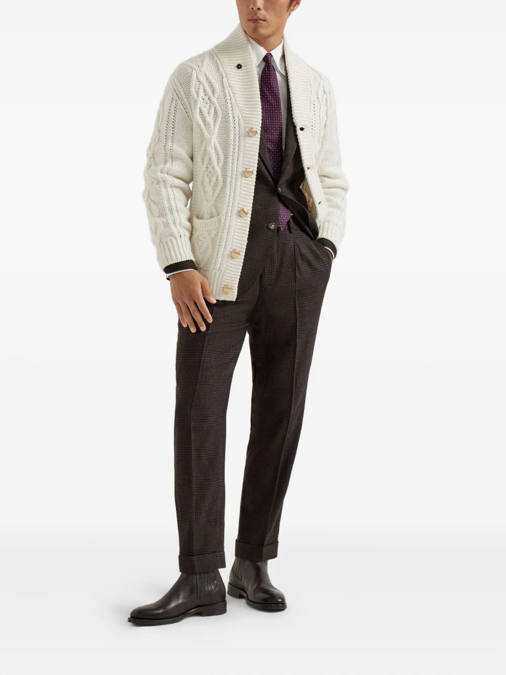 Brunello Cucinelli Geruite blazer Bruin