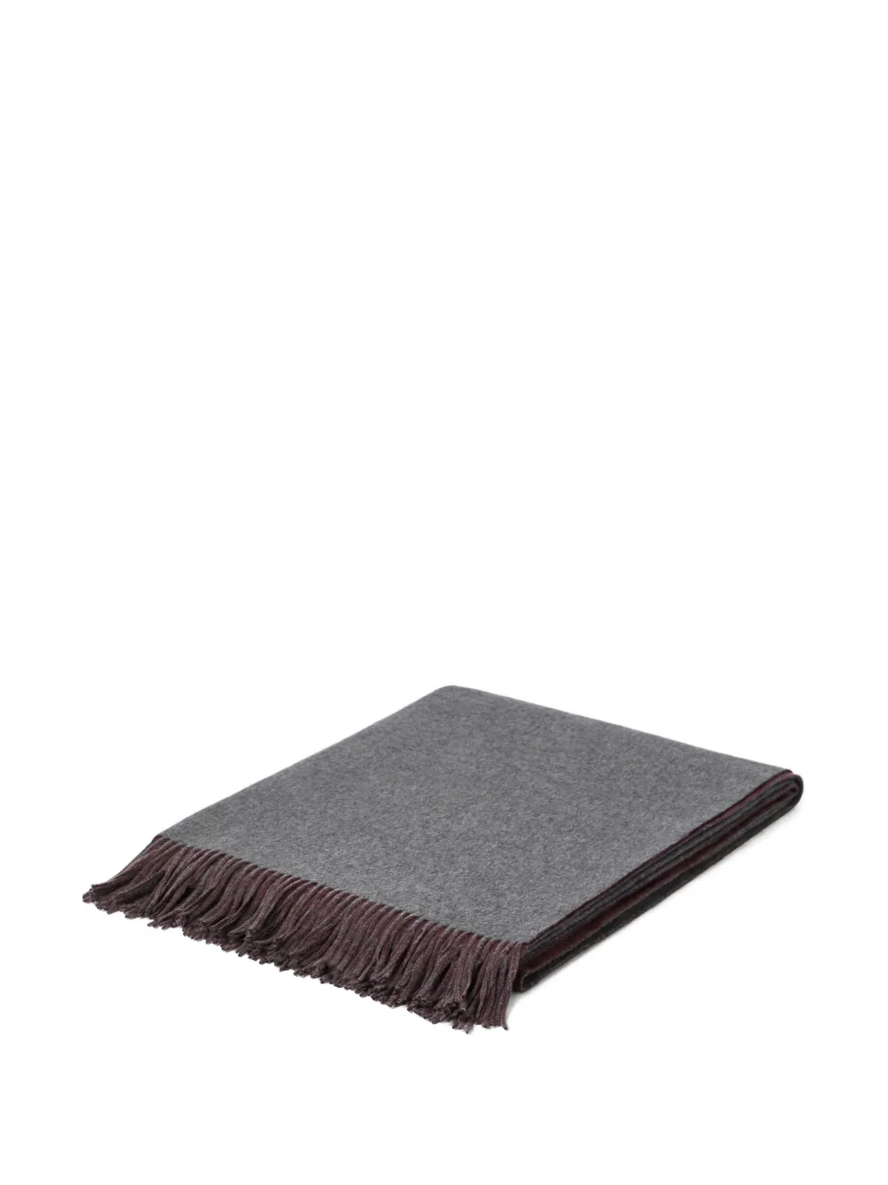 Brunello Cucinelli Deken met franje afwerking (200 cm x 150 cm) - Grijs