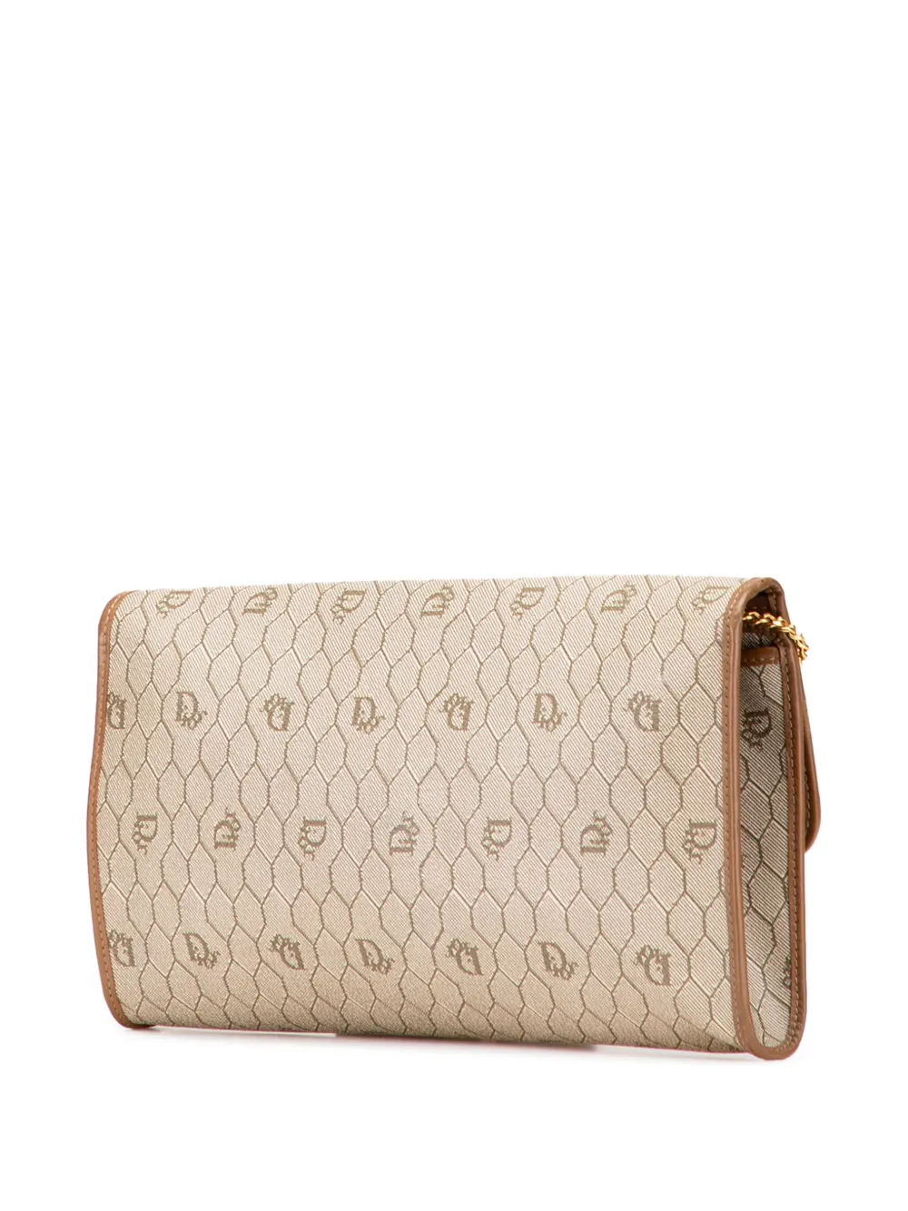 Pre-owned Dior 20th Century Honeycomb Coated Canvas Chain Crossbody Bag In Brown
