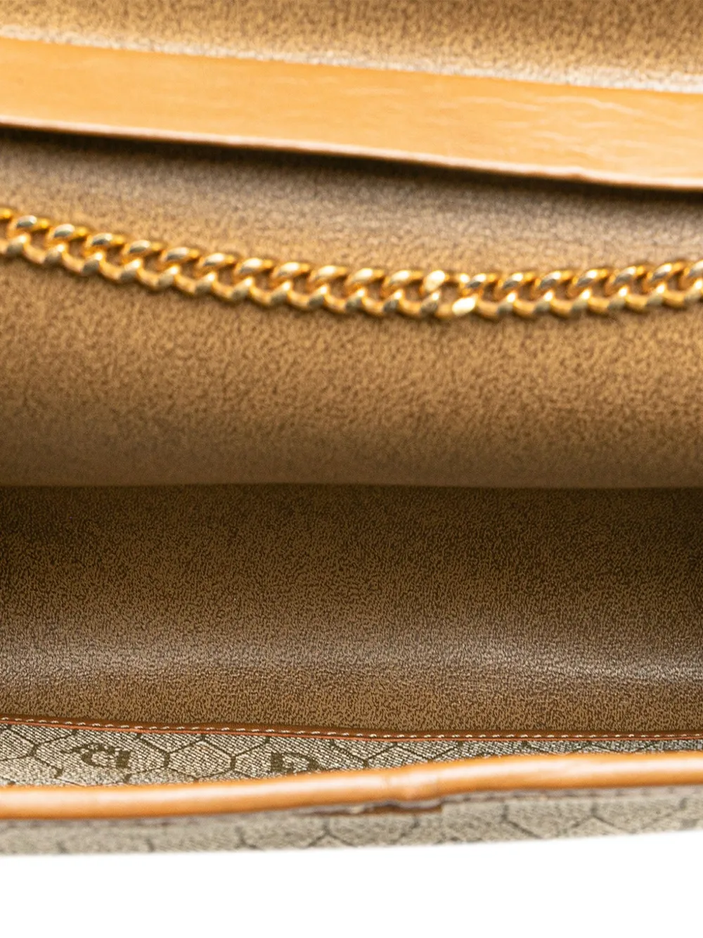 Pre-owned Dior 20th Century Honeycomb Coated Canvas Chain Crossbody Bag In Brown