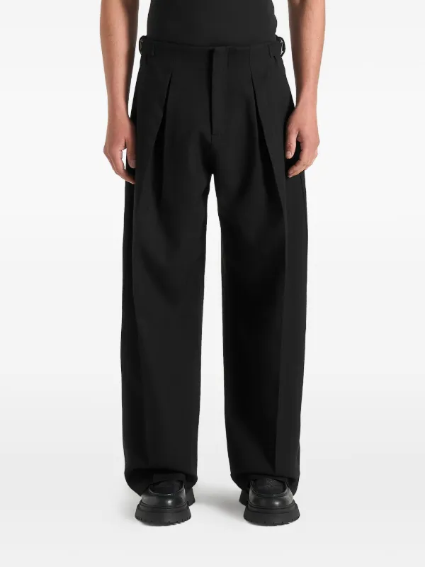 Manière De Voir Lior Box Pleat Wide Leg Pants | Black | FARFETCH SG