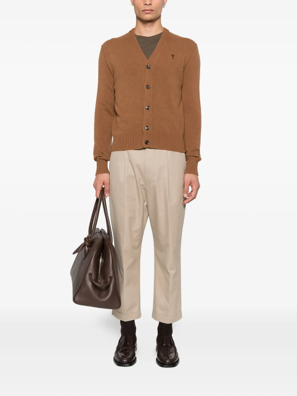 AMI Paris Straight plooibroek Beige
