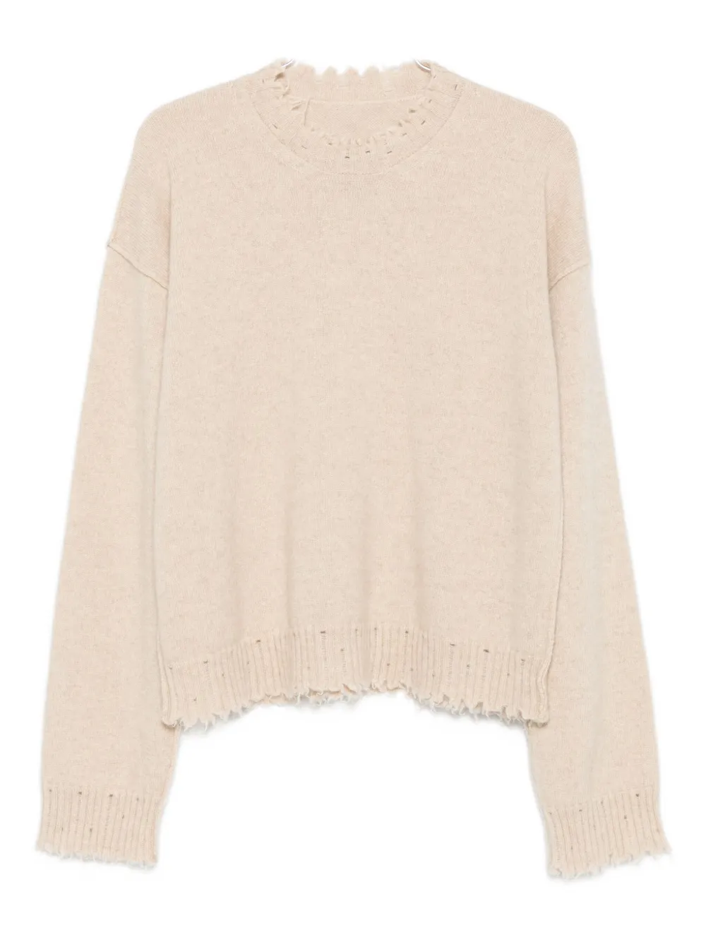 Uma Wang Beige Cashmere Sweater With Distressed Details In Neutral