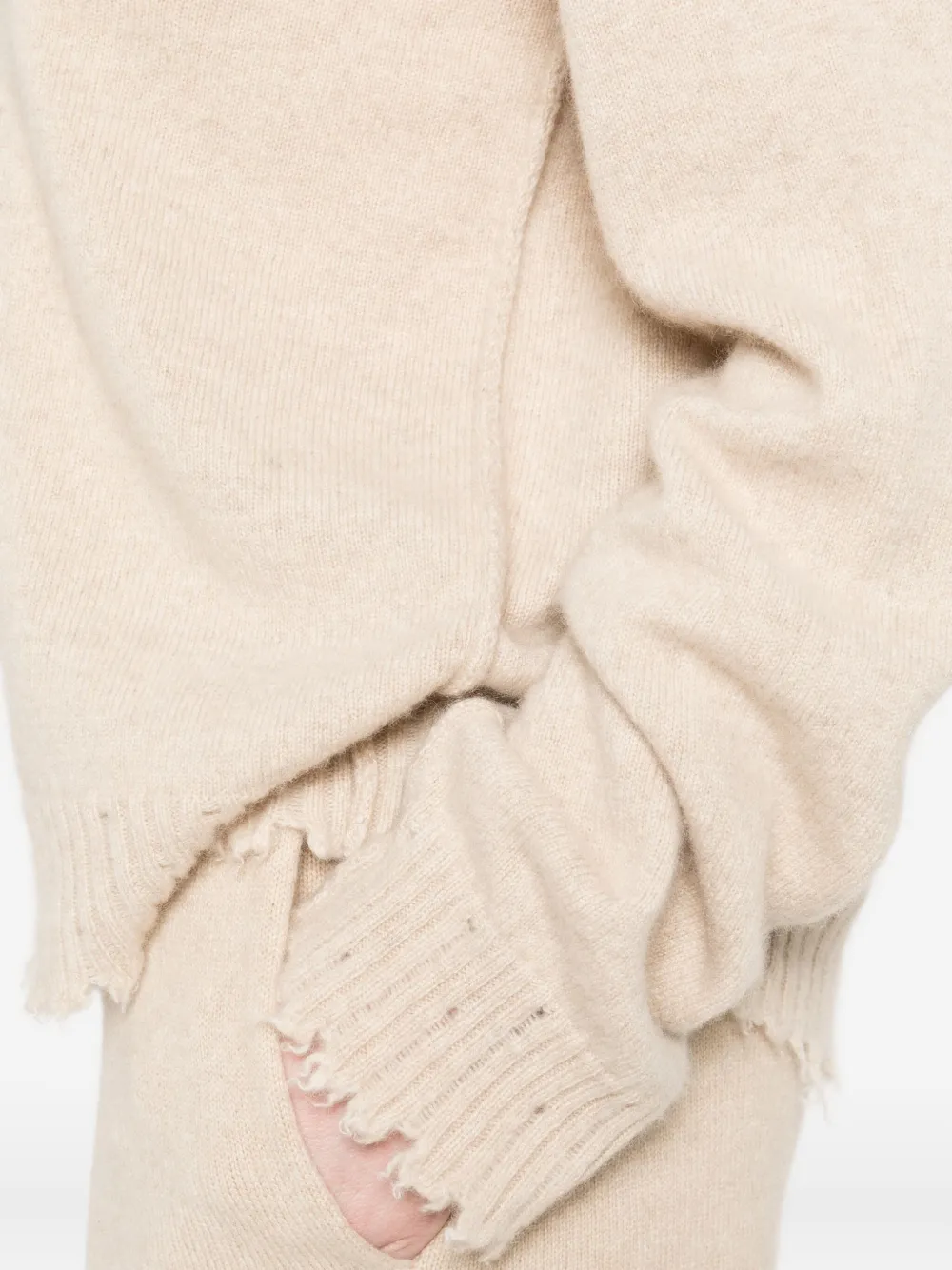 Uma Wang Kasjmier trui met franje Beige