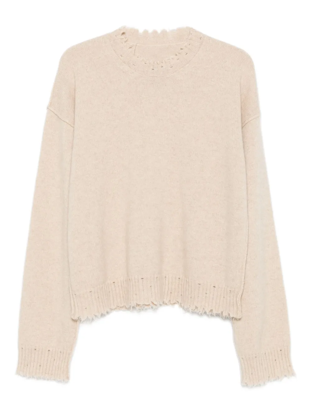 Uma Wang Kasjmier trui met franje Beige