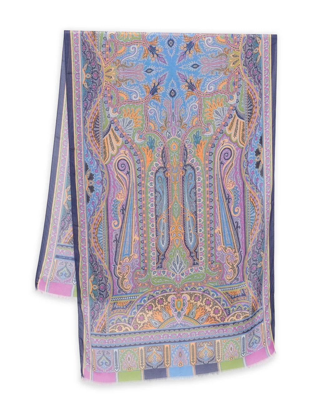 ETRO paisley-pattern fringed scarf | Blue | Image 1