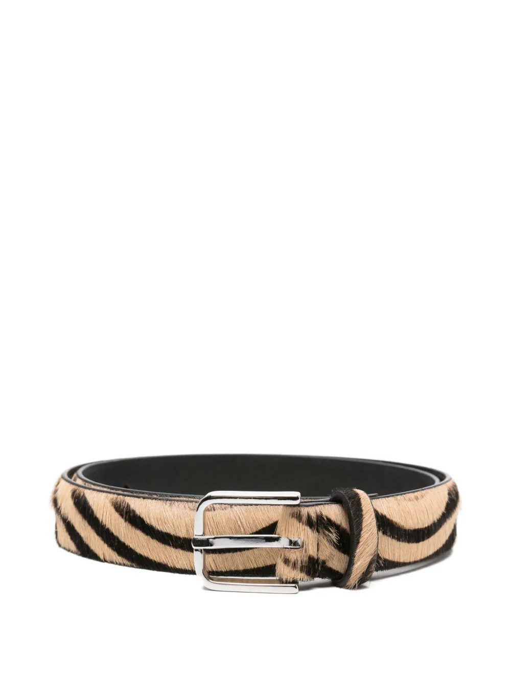 zebra-print leather belt