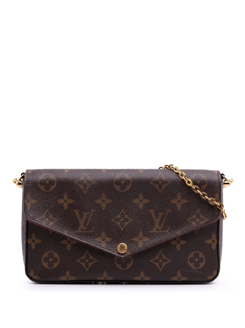 Pre-owned Louis Vuitton 2017 Monogram Pochette Felicie Crossbody Bag In Brown