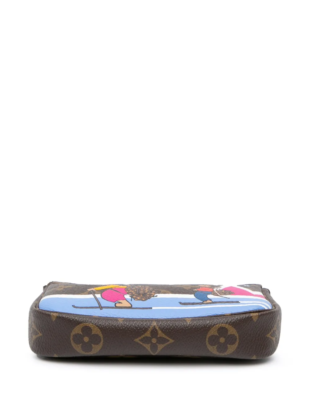 Pre-owned Louis Vuitton 2018 Monogram Bears On Skis Christmas Animation Mini Pochette Accessories Handbag In Brown