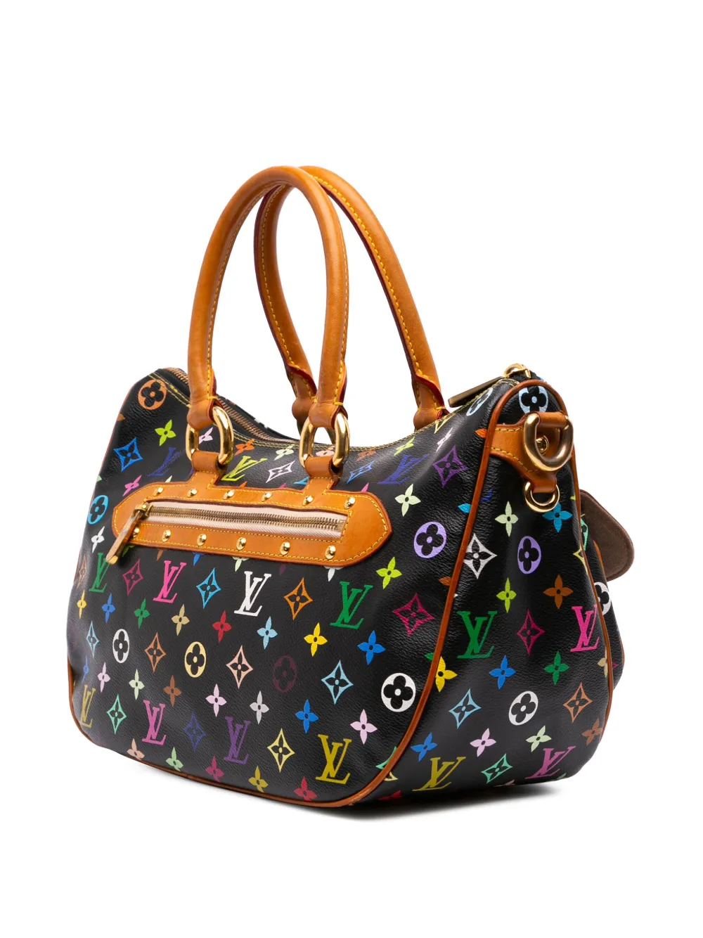 Pre-owned Louis Vuitton 2000-2025 Monogram Multicolore Rita Satchel In Black