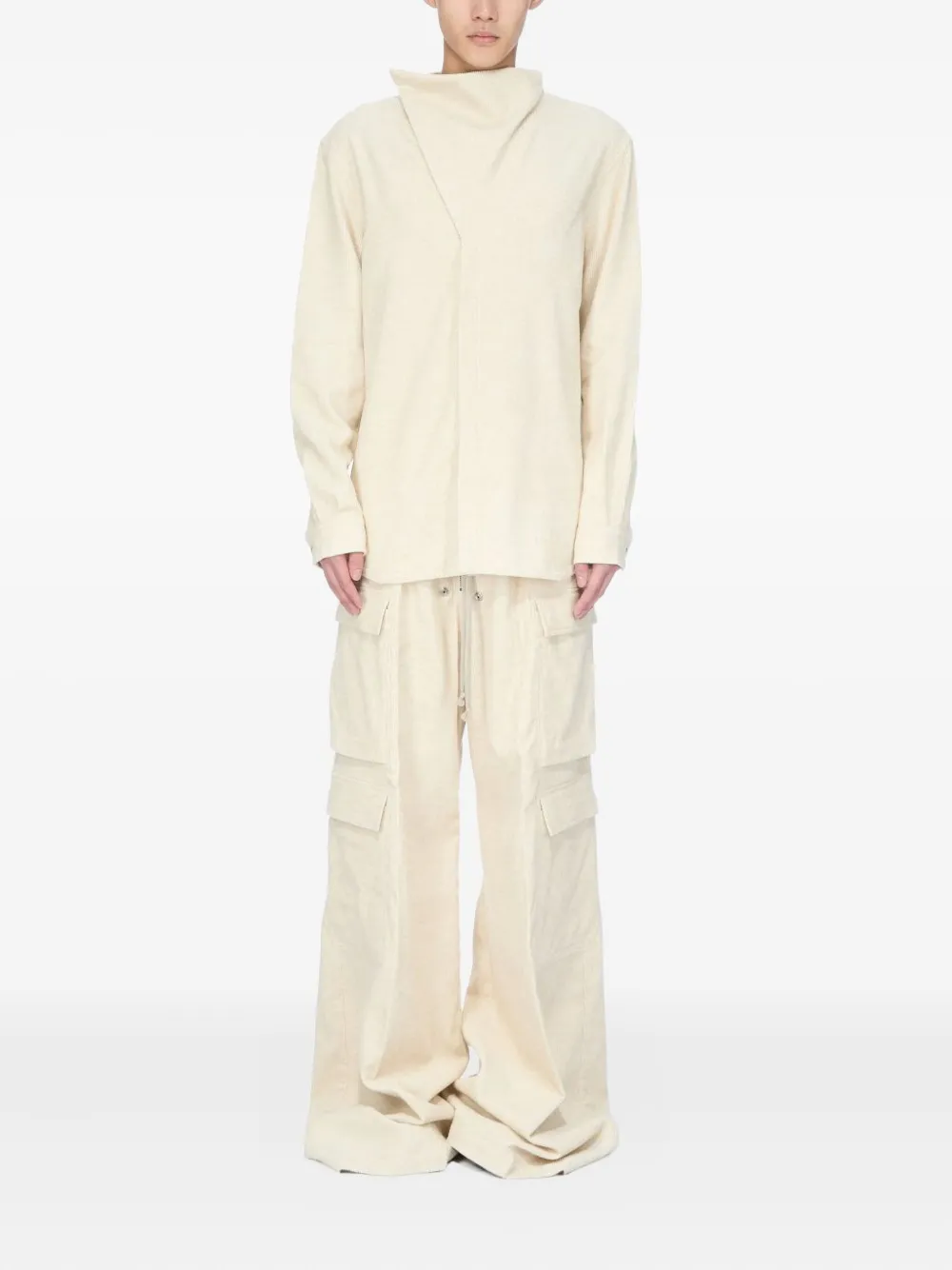 Rick Owens Overhemd met hoge hals Beige