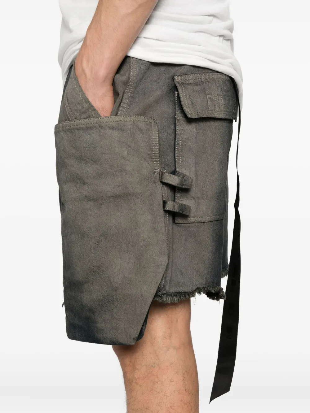 Rick Owens DRKSHDW Denim shorts met gerafelde zak Blauw