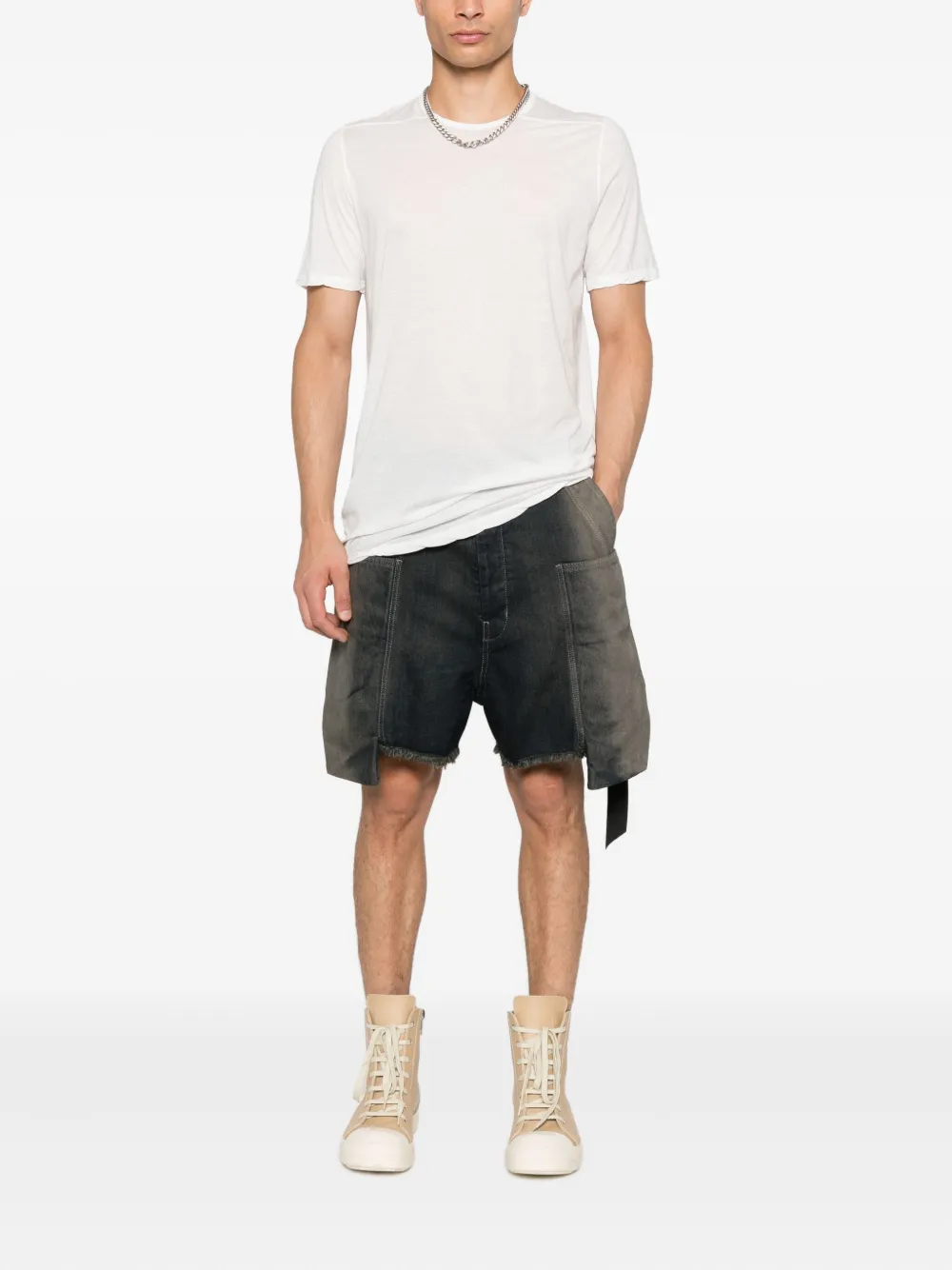 Rick Owens DRKSHDW Denim shorts met gerafelde zak - Blauw