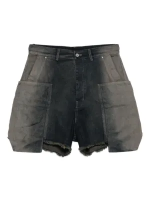 【関税&送料込】Rick Owens Drkshdw Short In Denim Rick Owens DRKSHDW Black Aircut Denim Shorts Rick Owens Drkshdw
