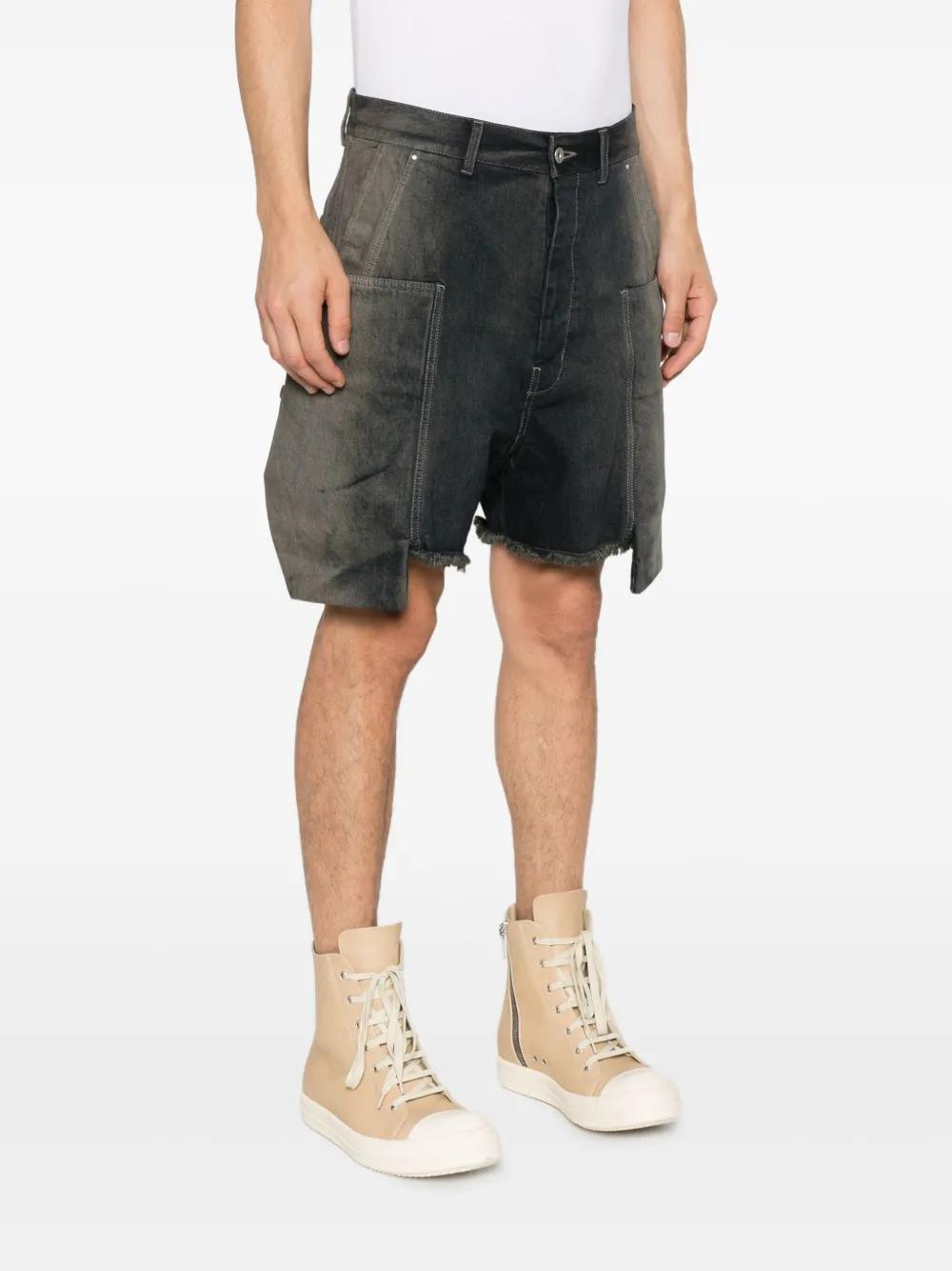 Rick Owens DRKSHDW Denim shorts met gerafelde zak Blauw