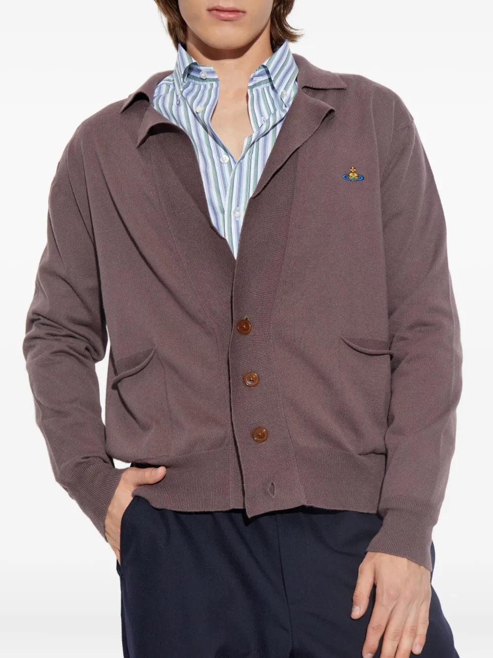 Vivienne Westwood Orb-embroidered button-down cardigan Bruin