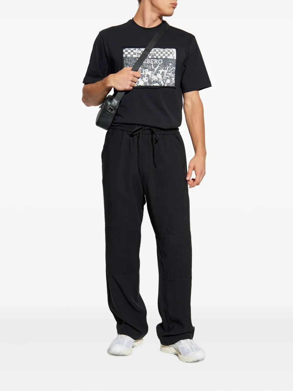 Iceberg T-shirt met patch en grafische print - Zwart