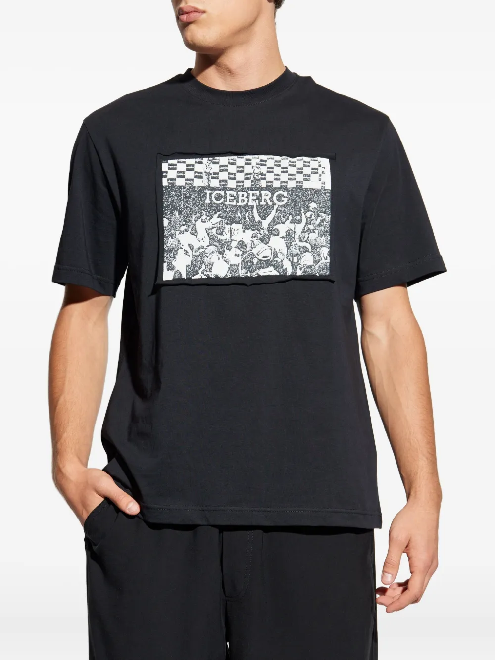 Iceberg graphic-print patch T-shirt Zwart