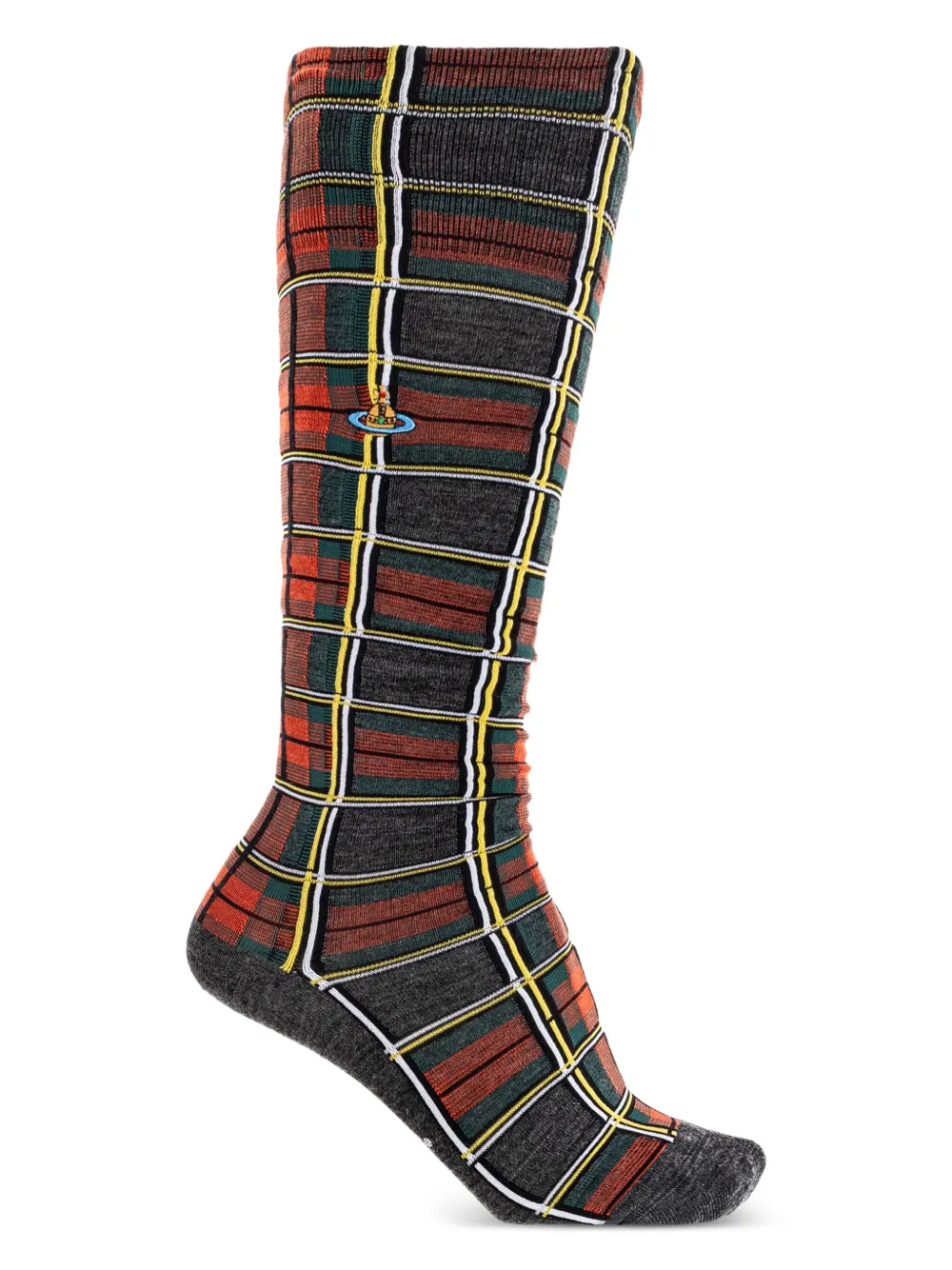 plaid-pattern knee-high socks