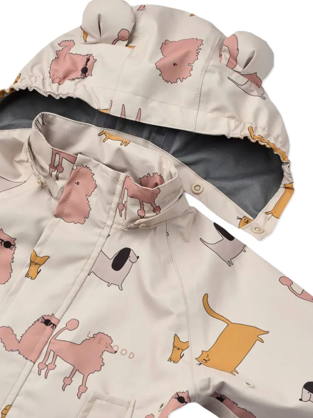 Liewood Broek en jack met capuchon en dierenprint Beige