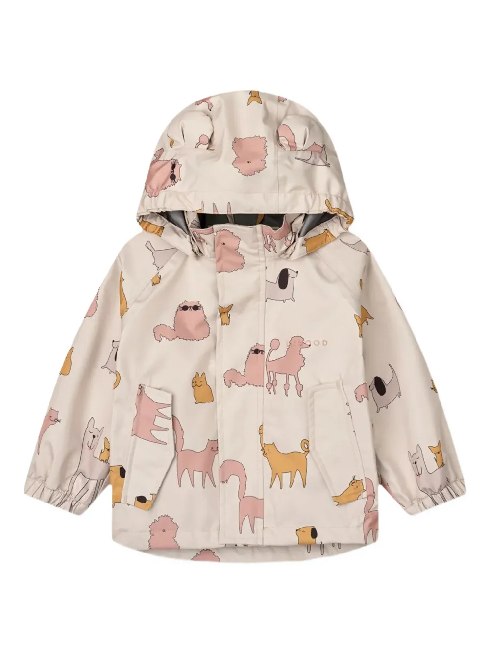 Liewood Broek en jack met capuchon en dierenprint Beige